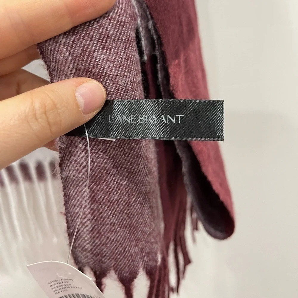 Lane Bryant Oversized Cozy Plaid Winter Fringe Blanket Scarf New Red Grey